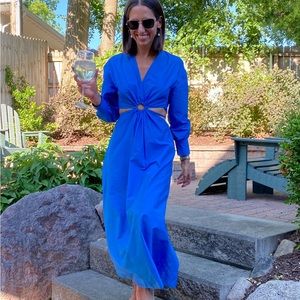 Mango Blue Cut Out Dress